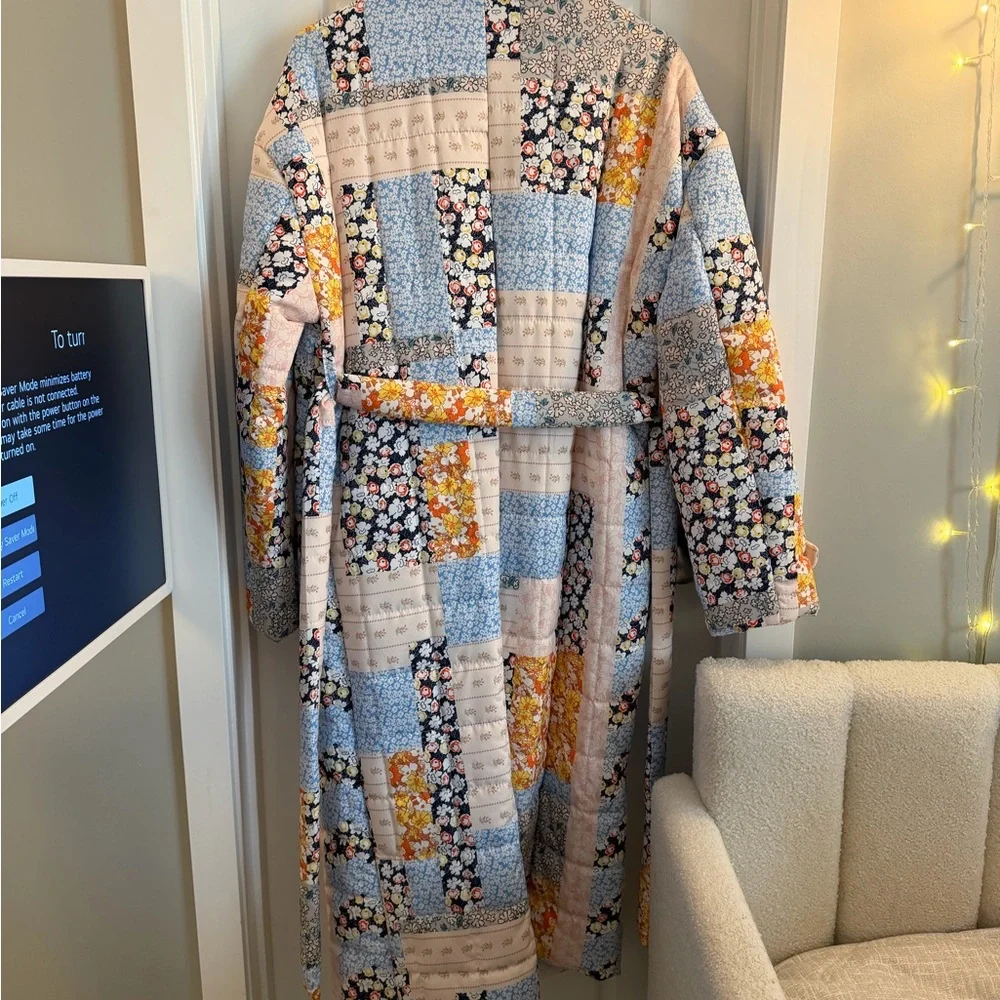 Patchwork Floral Long Coat in Multicolor - Picture 2 of 4